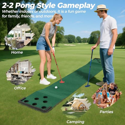 Tangkula 11 FT Golf Putting Game Set, Indoor Outdoor Putting Green Mat with 2 Adjustable Putters, 6 Balls & 12 Holes for Party, Backyard, Home & Office, Golf Practice Training Mat