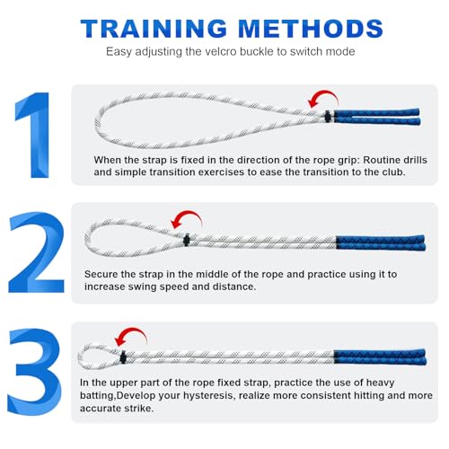 THE GOLFER STORE Golf Rope Swing Trainer Golf Swing Training Aid - Portable Golf Rope for Improving Swing Speed, Tempo and Power for All Levels of Warm-Up Practice Equipment