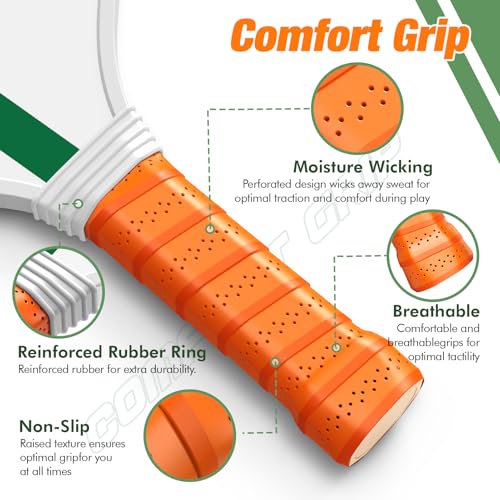 Pickleball Paddles Set of 4, USAPA Approved Pickleball Set of 4 with 4 Pickleball Balls & 1 Carry Bag Premium Wooden Cute Pickle Ball Paddles Grip Gifts for Women Youth Men - color: Green/White