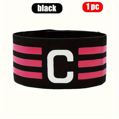Captain Armband Adjustable Elastic Striped C Team Armband For Soccer Football Basketball Matches Training Fans - color: Green