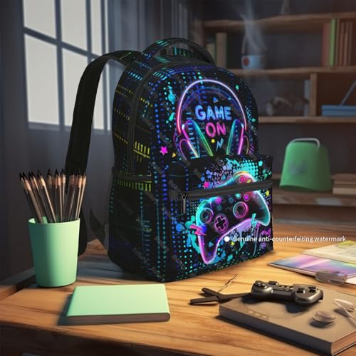 Video Game Backpack for Boys School Backpack for Kids Children Teens Elementary Middle School Students Bookbag Ages 6-18, Game Bookbag Travel Back Pack - color: Gamepad