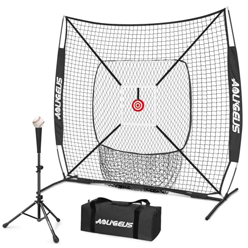 6'X6' Baseball Softball Practice Net,Pitching Net,Batting Net,with Bonus Strike Zone,Target and Bow Frame,for Hitting,Pitching,Catching - size: 6 x 6 FT, style: Strike Zone Version-Black