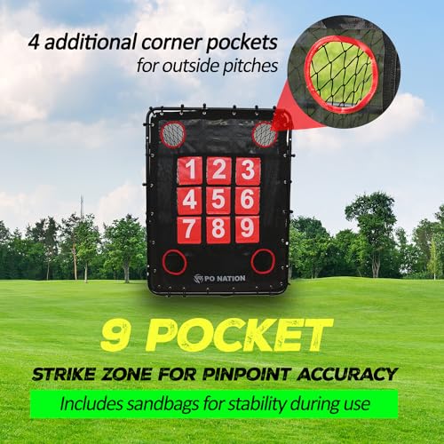 Baseball Pitching Net with Strike Zone Target for Training | Pitchers Practice Net for Baseball & Softball Throwing Net Rebounder - style: Red