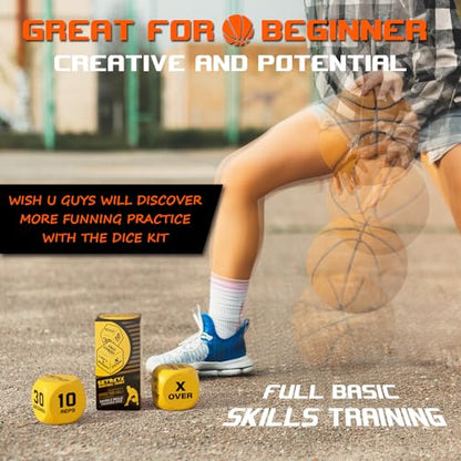 Basketball Dribble Skills Dice Set - Training Equipment - Basketball Gift for Boys.Dribble Skills Training for Beginner and Party Favors - color: Yellow