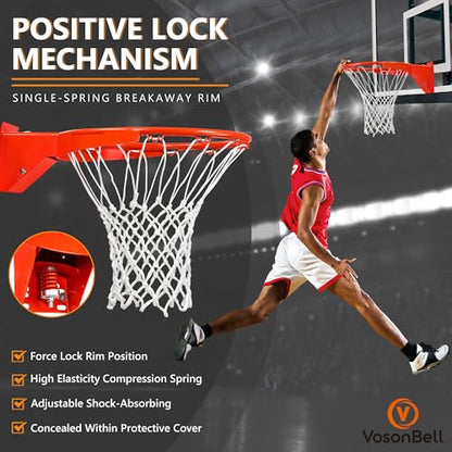 Basketball Rim Replacement, Single-Spring Breakaway Basketball Rim Outdoor Indoor, Universal 18 Inch Heavy Duty Basketball Hoop Rim and Net - color: ORANGE, style: HOOKS Basketball Rim