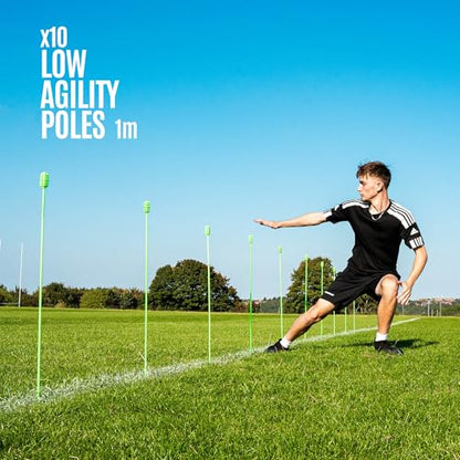 QUICKPLAY PRO Agility Poles (10x Adjustable 3ft to 6ft) for Turf & Court Training - style: Set of 10 Agility poles