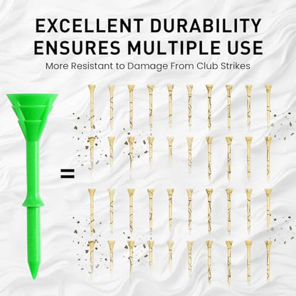Amy Sport Golf Tees Plastic 3 1/4 inch Upgrade Unbreakable Bulk 30 Pack Reduce Friction Side Spin Durable Stable 83 mm Long Tee for Golfer Practice - color: Green