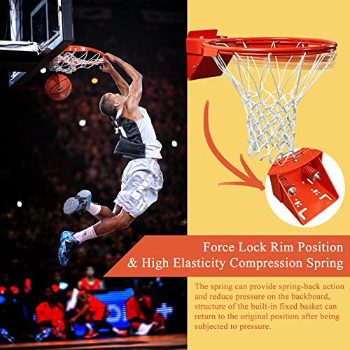 Breakaway Basketball Rim, Heavy Duty Flex Rim Replacement 5/8-In, Standard Goal Reinforced Mounting Bracket Fit Most Size Backboards Indoor and Outdoor - style: 2-springs basketball rim