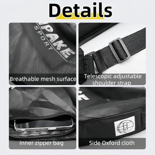 Basketball Carrying Bag with Multiple Compartment Adjustable Shoulder Strap Waterproof Nylon Crossbody Bag for Training - color: Blue