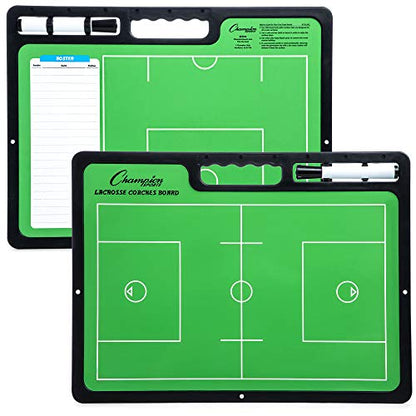 Champion Sports Large & XL Dry Erase Board For Coaching - Whiteboards for Strategizing, Techniques, Plays - 2-Sided Boards with Front Side Full Field - Backside Half Field and Lineup - color: Lacrosse, style: XL Coaches Board
