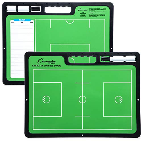 Champion Sports Large & XL Dry Erase Board For Coaching - Whiteboards for Strategizing, Techniques, Plays - 2-Sided Boards with Front Side Full Field - Backside Half Field and Lineup - color: Lacrosse, style: XL Coaches Board