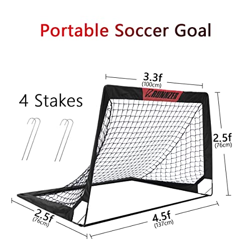 L RUNNZER Kids Soccer Goal, Pop Up Soccer Goal Net for Backyard, Set of 2 with Portable Carrying Case - color: Black, style: 4'x3', 2 Set