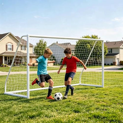 ZENY Portable Soccer Goal for Backyard,12x6 / 10x6.5 / 8x5 / 6x4 ft Kids Adults Soccer Net and Frame for Home Backyard Practice Training Goals, Soccer Training Equipment - style: 12 x 6 FT - HPVC -2 Pack