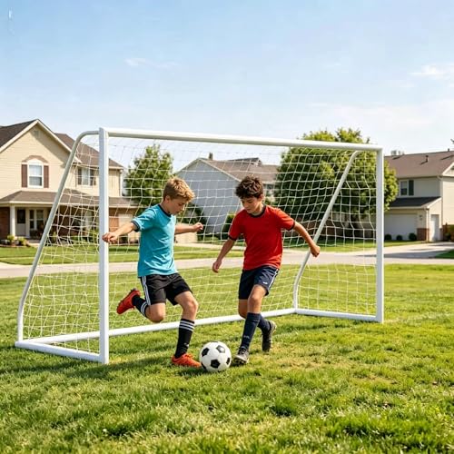 ZENY Portable Soccer Goal for Backyard,12x6 / 10x6.5 / 8x5 / 6x4 ft Kids Adults Soccer Net and Frame for Home Backyard Practice Training Goals, Soccer Training Equipment - style: 12 x 6 FT - HPVC -2 Pack