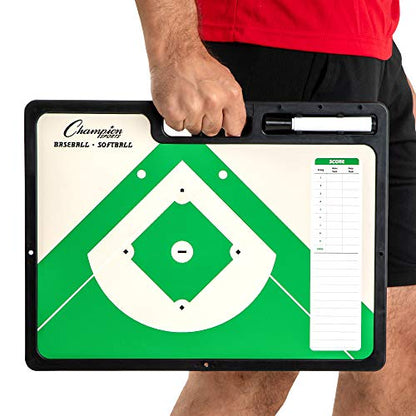 Champion Sports Large & XL Dry Erase Board For Coaching - Whiteboards for Strategizing, Techniques, Plays - 2-Sided Boards with Front Side Full Field - Backside Half Field and Lineup - color: Baseball/Softball, style: XL Coaches Board