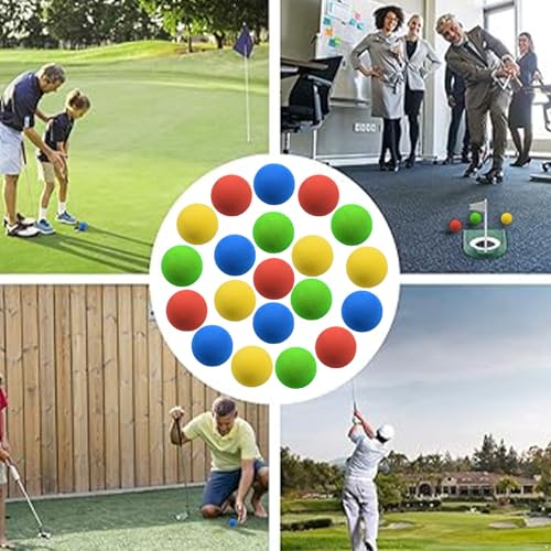 Vxuxlje Indoor Golf Training Balls: 20pcs 42mm Solid Soft EVA Colored Foam Sponge Balls