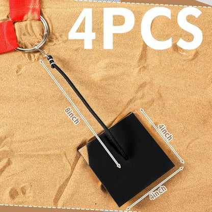 4 Pcs Beach Volleyball Sand Anchors 4 Inch Heavy Duty Plastic Boards with Elastic Thick Cord for Beach Volleyball Boundary Lines, with S - Hooks