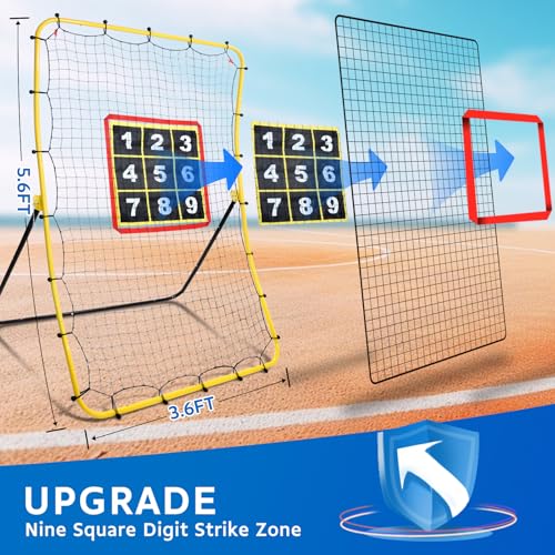 Soccer Rebounder Bounce Back Net,Baseball Rebounder Net, Adjustable Angle All Ages Volleyball Rebounder Training Equipment, Soccer Themed Gifts for Backyard Soccer Practice - size: 5.6FT