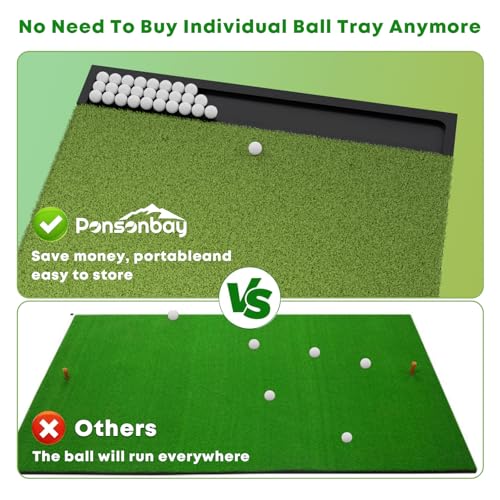 Integrated Golf Hitting Mat with Ball Tray, Thickening Golf Mats Practice Outdoor & Indoor Artificial Turf Matt with 3 Tees - size: 6 x 5 ft, 1.22 in (XX-Large)