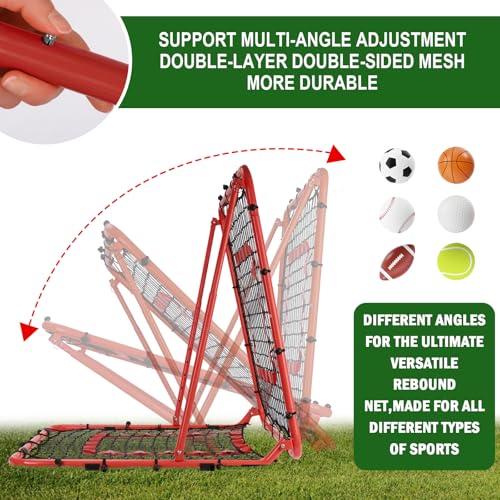 BaseGoal Baseball and Softball Rebounder Net,Baseball Rebounder,Volleyball Rebounder,Pitch Back Net,Multi-Sport Training Rebound Screen,with Pitching Target,Easy Adjustable Angles - size: 33.5x33.5 IN, style: Red
