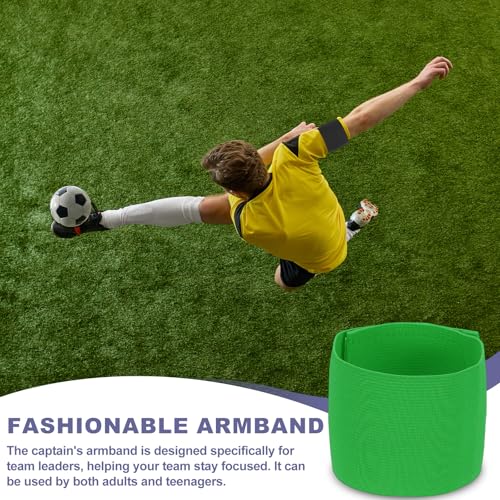 Soccer Captain Armband, Elastic Wrist Arm Bands Adjustable Player Team Leader Anti-Slip Badge Sports Accessories-Fit - color: Grass Green