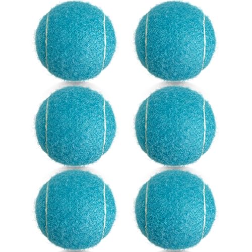 6 Pack Practice Tennis Balls - Long Lasting for Tennis Beginners, Tennis Training Balls, Dog Fetch Toys - color: Blue