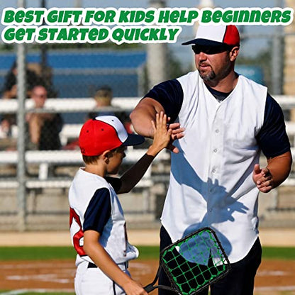 Meooeck Baseball Fungo Racket for Light Weight Bat Racket 12 oz Fungo Bat Baseball Softball Training Equipment for Coaches Youth Parents Drills Control and Accuracy Practicing, Black Green