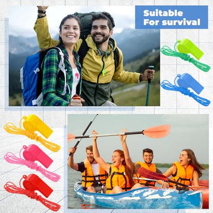 Arrowbash 300 Pcs Plastic Whistles Bulk with Lanyard Loud Crisp Sound Sports Whistle for Birthday Party Goody Bag Fillers Referees Coaches Survival