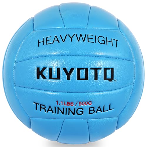 1.1lbs/500g Weighted Heavy Volleyball For Setters Serve Trainer Setter Weighted Volleyball Training Equipment Size 5 Thickened Surface Soft Leather Durable in&Outdoor Training Setting Rebounders - color: Blue