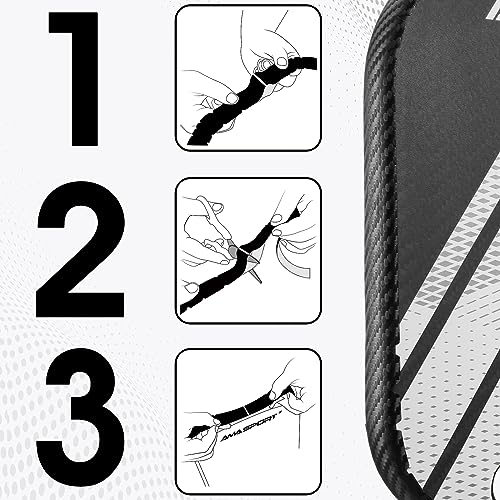PICKLETECH Pickleball Paddle Protection Tape - 3K PU Interwoven Texture - Paddle Head Edge Guard - Racket Edge Protection Tape -Fit Perfectly Curved Edge -No Wrinkling - color: 3K Black, size: Width 20mm