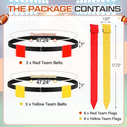 Libima LED Flag Football Belts Set Glow in The Dark Light up Adjustable Capture Flag Outdoor Beach Games Football Party - color: Yellow and Red