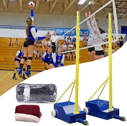 Volleyball Net Systems,Heavy Duty Indoor Volleyball Net Height Adjustable, Portable Volleyball Poles for Backyard Outdoor School Stadium(1 Volleyball Net + 1 Badminton Net)