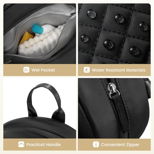 Pickleball Bags for Women Lightweight Crossbody and Stylish Quilted Pickleball Paddle Sling Bag Backpack - color: Black, size: Large