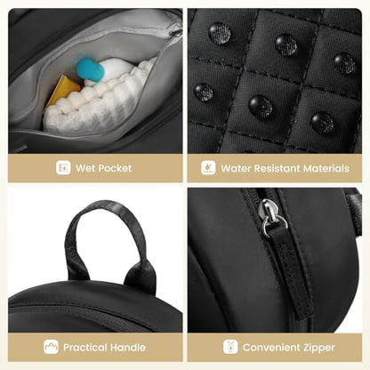 Pickleball Bags for Women Lightweight Crossbody and Stylish Quilted Pickleball Paddle Sling Bag Backpack - color: Black, size: Large