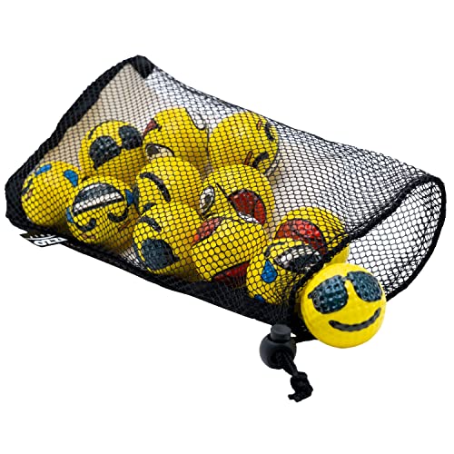 Izzo Golf Tru Spin Foam Practice Balls - with Option of shagger/Practice Set - style: Emoji 12 Pack