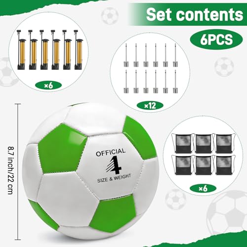 6 Pack Soccer Balls Size 5/4/3 Deflated Includes Soccer Ball with Pump and Net Bag, Pelota De Futbol Training Practice Sphere Competition for Indoor Outdoor