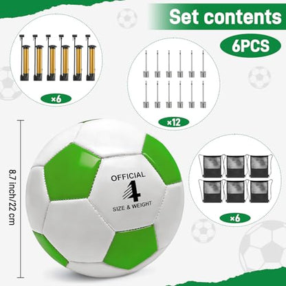 6 Pack Soccer Balls Size 5/4/3 Deflated Includes Soccer Ball with Pump and Net Bag, Pelota De Futbol Training Practice Sphere Competition for Indoor Outdoor