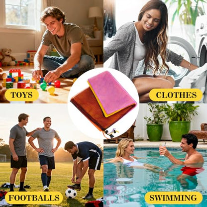 7PCS Colorful Mesh Drawstring Bag - Mesh Bag 18x12 Inch Breathable Nylon Mesh Storage Bag with Drawstring Closure Lightweight Net Organizer for Travel, Home, Gym, Daily Essentials