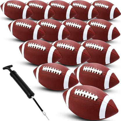 Jerify Composite Leather Footballs Official Size Composite Leather Balls Leather Inflatable Footballs with Pump Indoor Outdoor Footballs Bulk for Training and Recreational Play