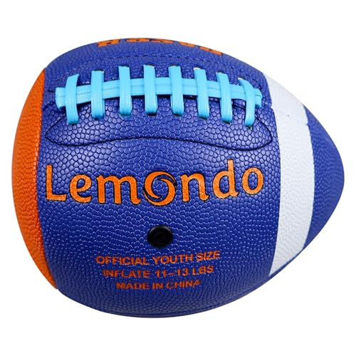 PassCatch Youth Size(Ages 5-14), Train Football Passing & Handling Technique with Rebounding Half Ball, Ideal for Solo Practice Against a wall(with Pump) Blue Orange