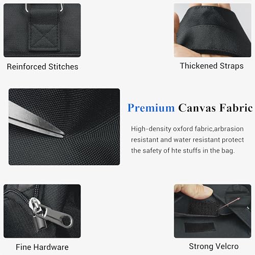 VOLGANIK ROCK Canvas Tote Bag Waterproof Nylon Multi Pocket Shoulder Bags Laptop Work Bag Teacher Purse Handbag for Women Men - color: Black