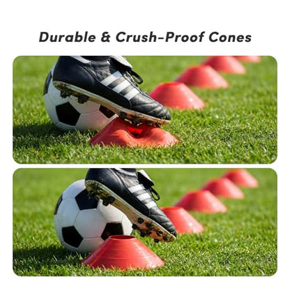 6 Pack Soccer Balls Size 5 Bulk Set – Massive 23-Piece Kit Includes 8 Cones, Whistle, Pump & Mesh Bag – Durable & Soft Training Balls for Youth Team, Practice, Gift & Charity Donation