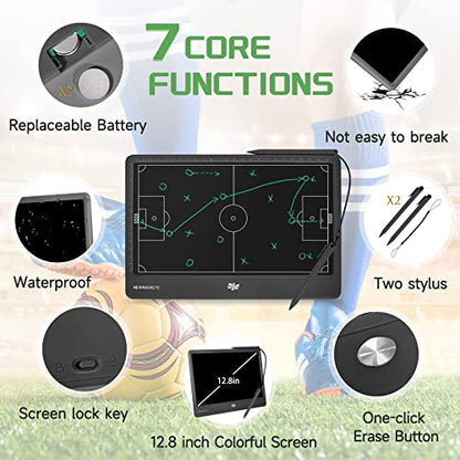 Electronic Football Coach Board - LCD Soccer Tactical Coaching Board with Stylus Pen for Football Coach Marker Training Writing Tablet