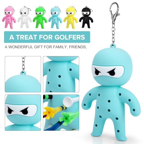 Golf Tee Holder, Ninja Portable Funny Golf Tees Holder Keychain Golf Gift Golf Accessories for Men & Women - color: Blue