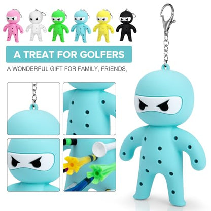 Golf Tee Holder, Ninja Portable Funny Golf Tees Holder Keychain Golf Gift Golf Accessories for Men & Women - color: Blue