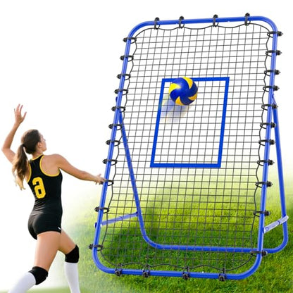 7x4 FT Volleyball Rebounder Net，Ultimate Training Equipment for Volleyball & Lacrosse，Enhanced Bouncing System for Volleying, Bumping, Spiking Drills，Multiple Adjustable Rebound Angles
