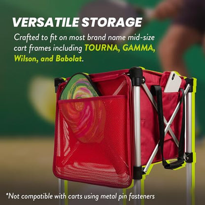 Racket Pets The Ball Tote - Replacement Bag for Tennis and Pickleball Pro Teaching Cart Hopper, Large Tote Bag For 150 Tennis Balls or 100 Pickleballs, Frame Not Included, (Red)