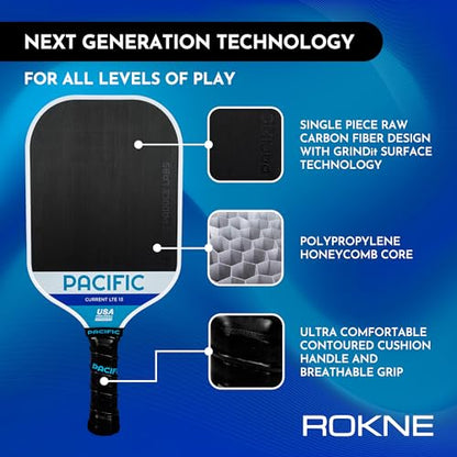 Carbon Fiber Pickleball Paddles | USAPA Approved Pickleball Paddles | Pro Grit Texture, Max Spin & Comfort | Pickle Ball Paddles Include Paddle Cover | 13MM & 16MM - color: CURRENT LTE 16.5" x 7.5" x 13mm