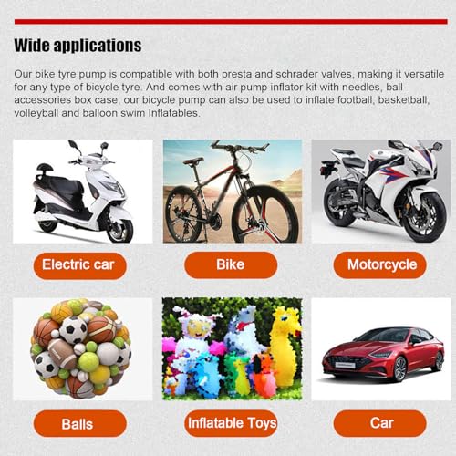 High Pressure Bike Floor Pump, Bicycle Pump, Bike Pump, Stand Pump 160PSI with Presta & Schrader Valves, Bike Air Pump with Ball Pump Needle for Bike Basketball
