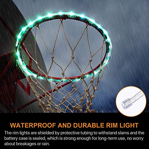 Waybelive LED Basketball Hoop Lights, Remote Control Basketball Rim LED Light, 16 Color Change by Yourself, Waterproof, Super Bright to Play at Night Outdoors, Good Gift for Kids - style: LED Basketball Hoop Lights